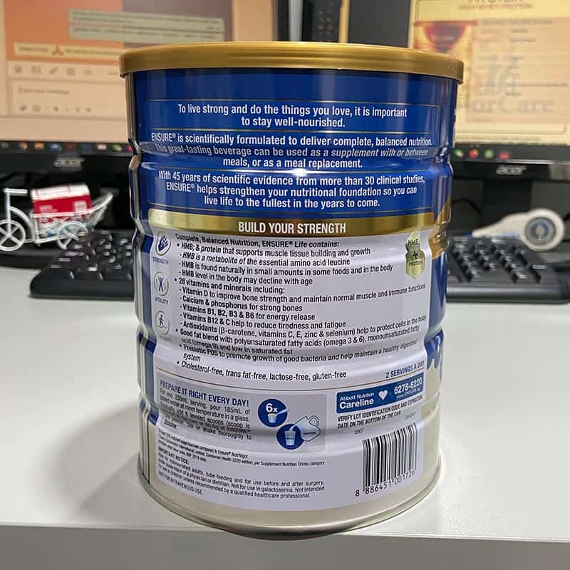 Ensure Life HMB 850g side view of tin can