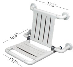 Nylon Wall Mounted Shower Seat with Backrest - Measurements