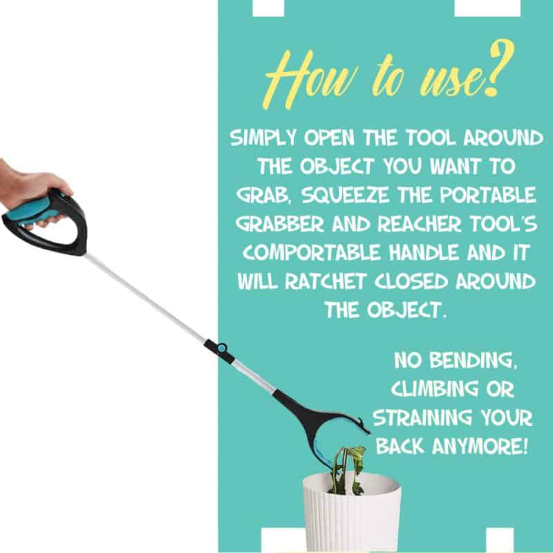 The portable Foldable Grabber Reacher Tool makes our beloved seniors' lives easy through the simplicity of how to use it. No bending, climbing, or straining their back anymore.