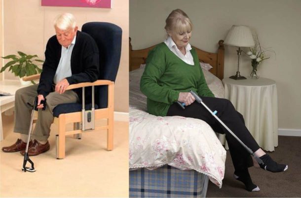 Our foldable grabber can help you and your loved ones reach things like clothes that drop on the floor.  