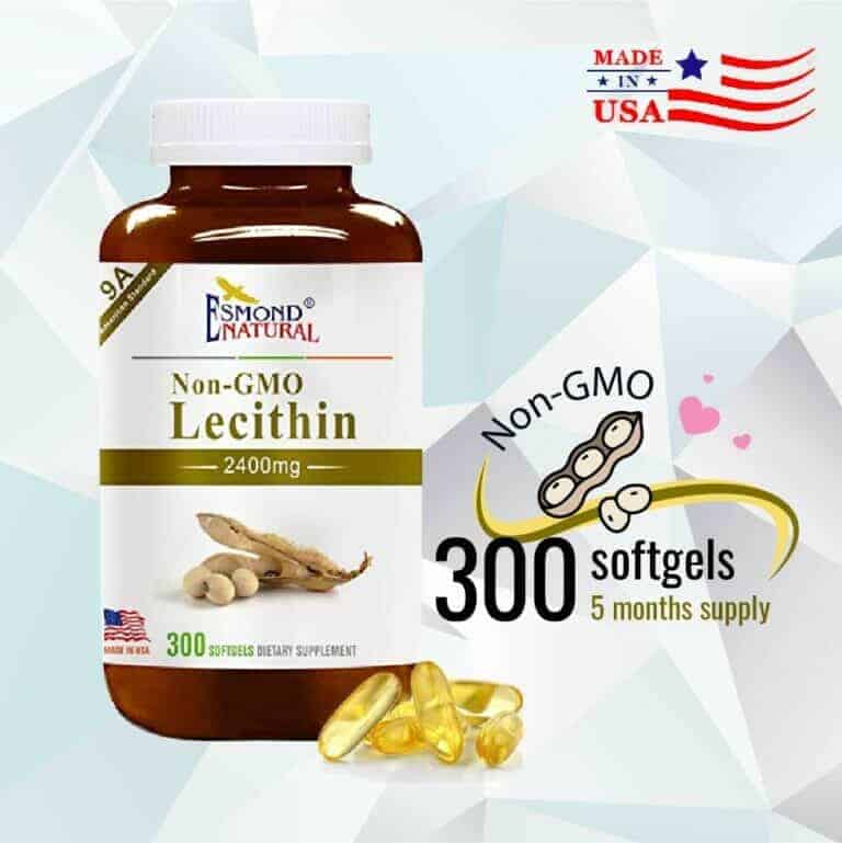 Esmond Natural Lecithin (Non-GMO) Take with Fish Oil Omega 3 Made in the USA 2400mg, 300 Softgels