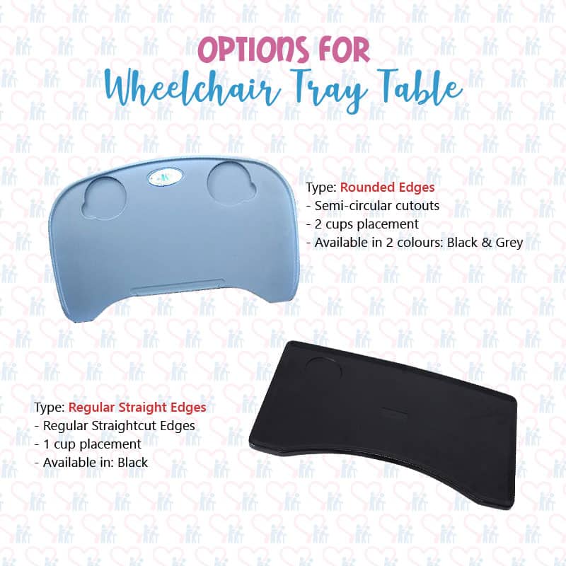 Rounded Edges Wheelchair Tray Options