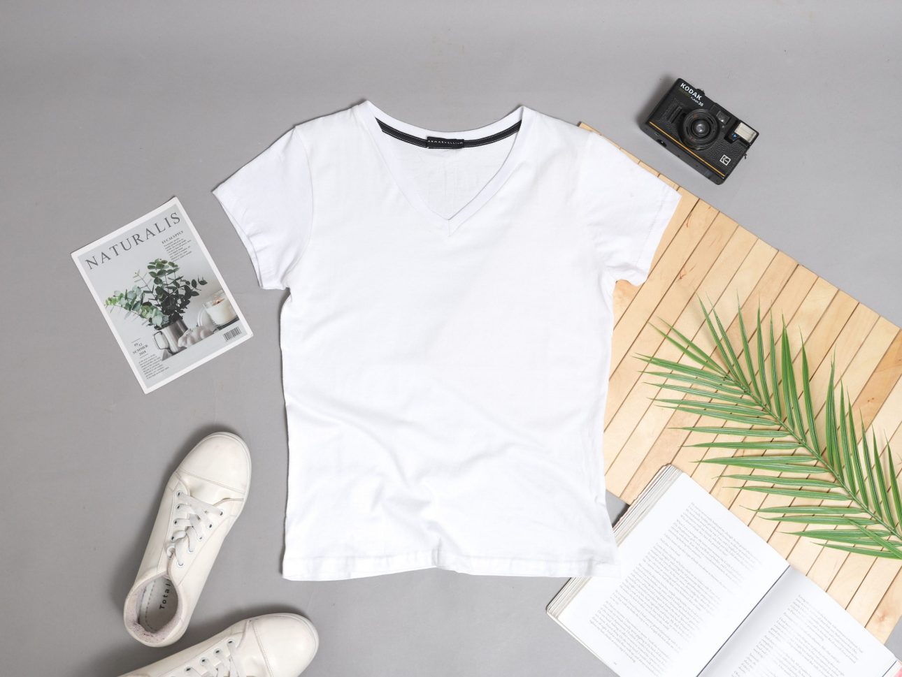 flatlay of a white shirt