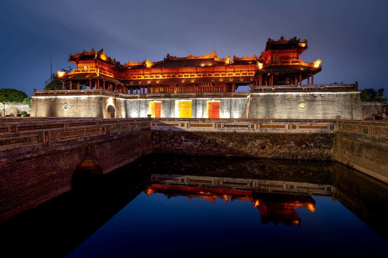 Illuminated Imperial City of Hue in Vietnam 