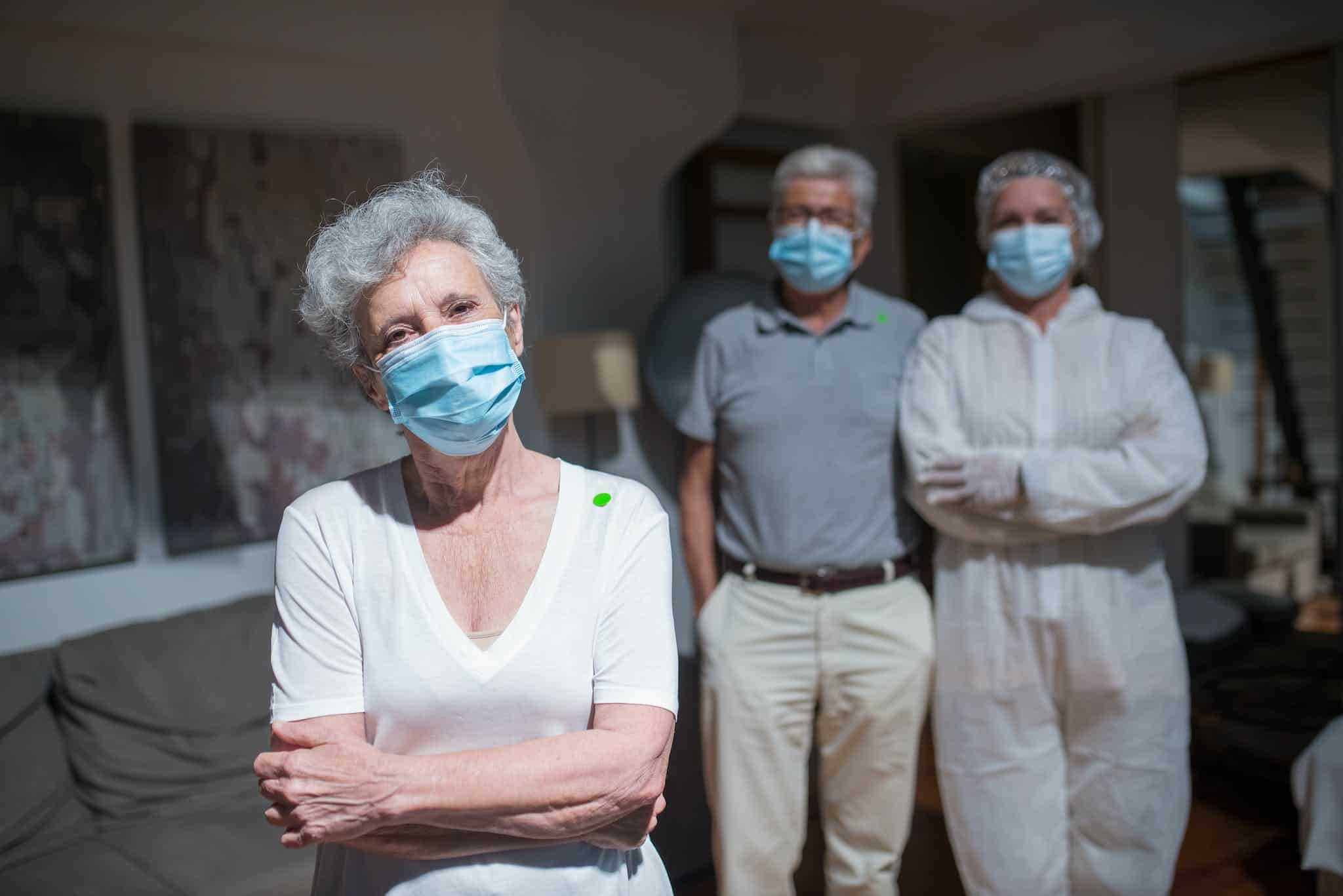 An Elderly Woman Wearing Surgical Face Mask