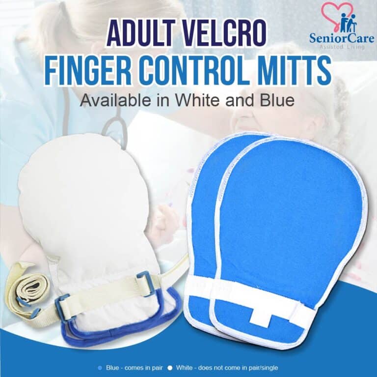 Adult Velcro Finger Control Mitts – Blue White Safety Breathable Glove