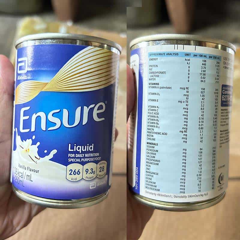 ENSURE NUTRITIONAL LIQUID 250ML CARTON OF 24 NUTRITION FACTS