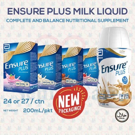 Abbott Ensure Plus Milk Liquid Vanilla Strawberry Coffee Chocolate 200ml Carton of 24 27