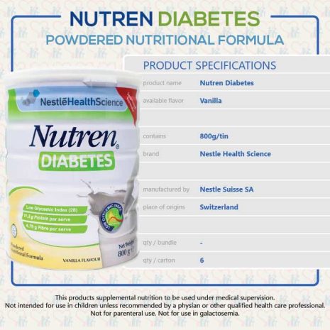 Nestle Nutren Diabetes Milk Powder 800g - Value Pack Product Specification
