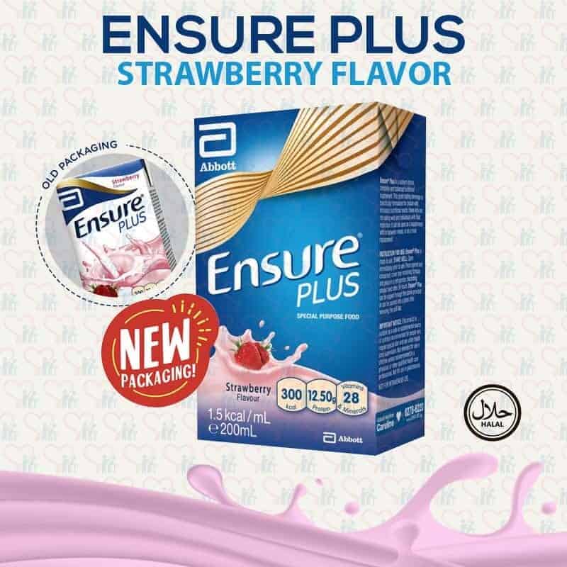 Ensure Plus Strawberry 200ml packet 1.5kcal per ml Abbott