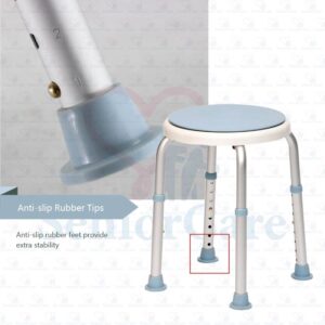 Swivel Adjustable height Shower Stool - Easy Turn Twist Protect Back Best for Elderly Back Injury Patient - Twisting Chair Height can be Adjusted Large Tip Anti Slip