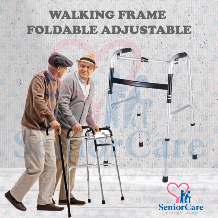 Aluminium Lightweight Foldable Adjustable Height Walking Frame with Ergonomic Anti Slip Handle and Rubber Feet