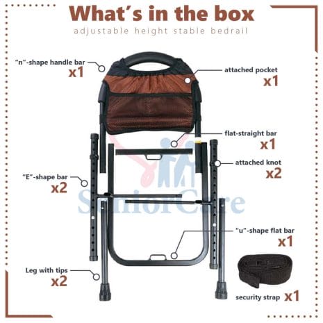 WorkingFile-Bedrail_InBox Adjustable height Stable Bed Rail Bed Side Safety for Elderly Handle Support Bar with Pocket - What is in the box