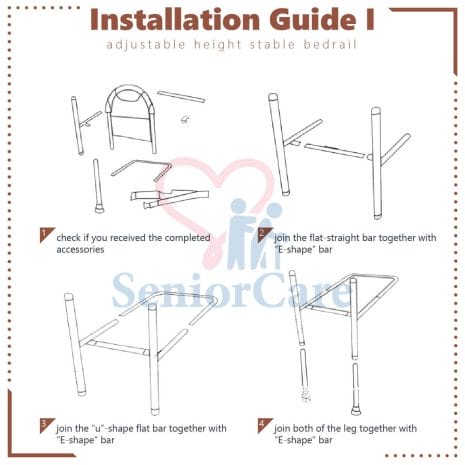 WorkingFile-Bedrail_Installation1 Adjustable height Stable Bed Rail Bed Side Safety for Elderly Handle Support Bar with Pocket - Installation Guide