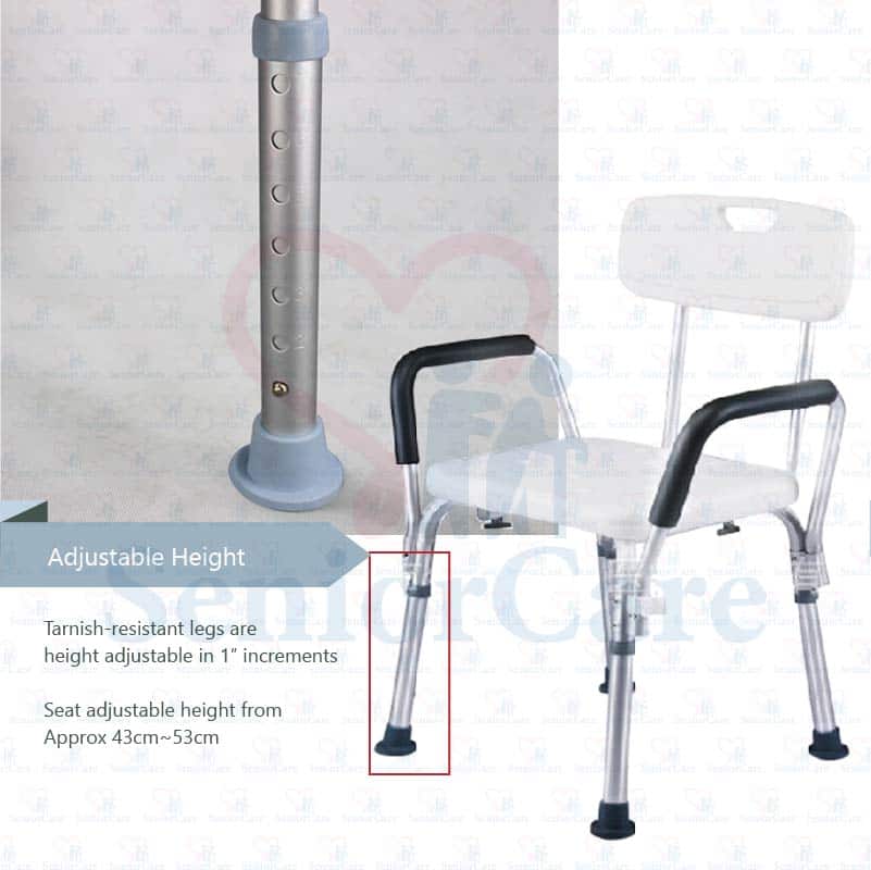 Our shower chair is adjustable in height so anyone with a different height can use it.