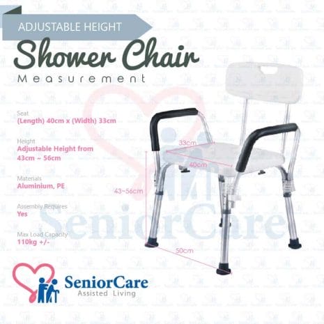 Shower Chair handle Measurement Shower Chair handle Measurement