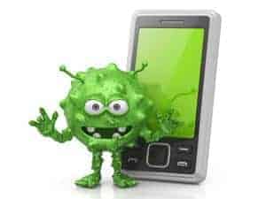 Dirty mobile phones germs virus bacteria clean and disinfect