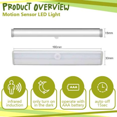 Motion Sensor LED Light Infrared Induction Suitable For Wardrobe Corridor Cabinet Closet Bedroom Product Overview