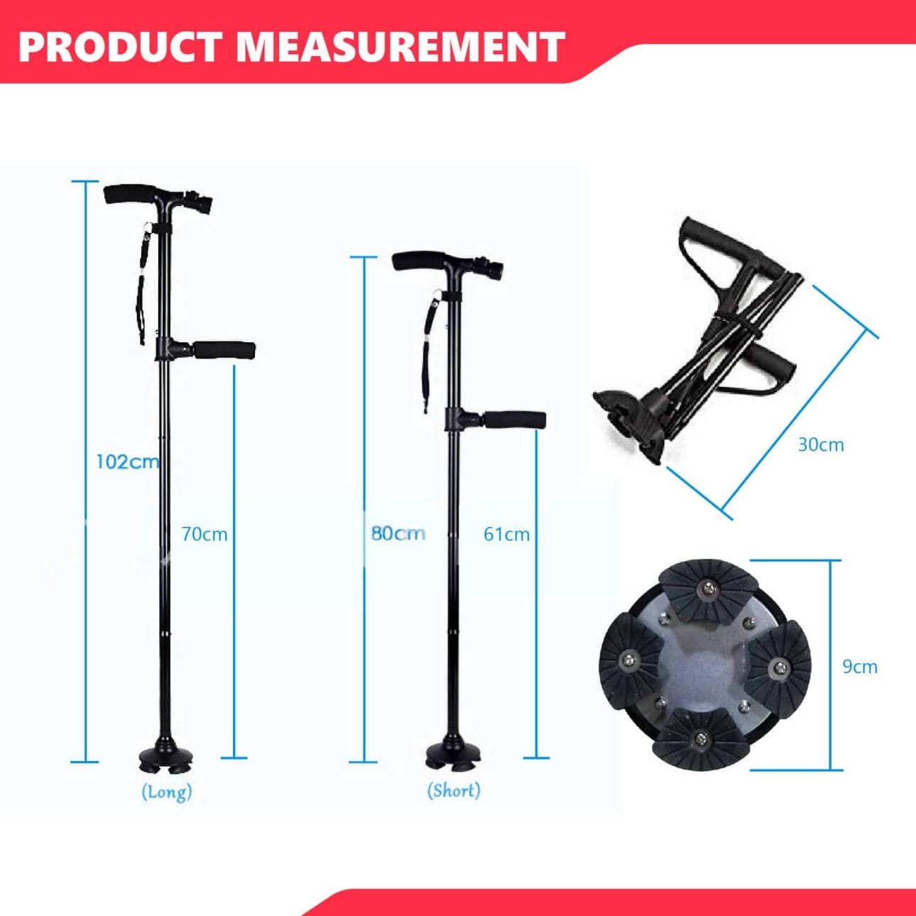 High Rise Walking Stick with Build-in LED - Demo Measurement