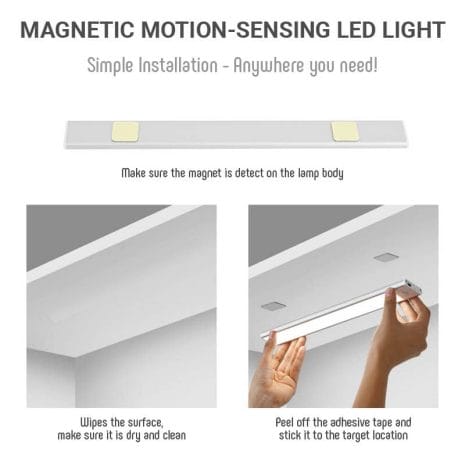 Motion Sensor LED 20240607-03 Magnetic Motion Detector Sensor LED Light Stripe 3 Tones Day Warm White Light Dimmable - Best for Closet Wardrobe Study Table Bedside Lamp - Simple Installation No Tools needed