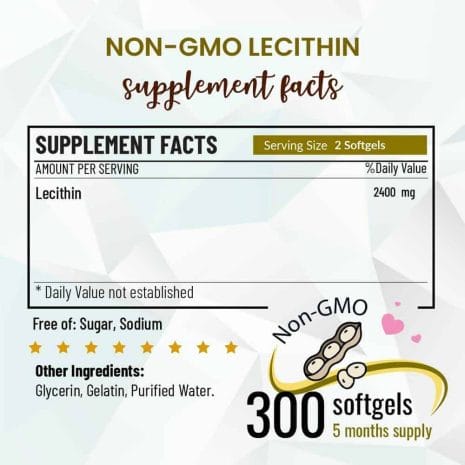 WorkingFile-ENLecithin_NutritionFacts Esmond Natural Non-GMO Soy Lecithin 2400mg Supplement Facts