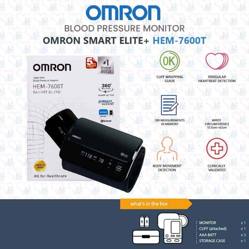 OMRON Smart Elite+ HEM-7600T Blood Pressure Monitor - SeniorCare ...