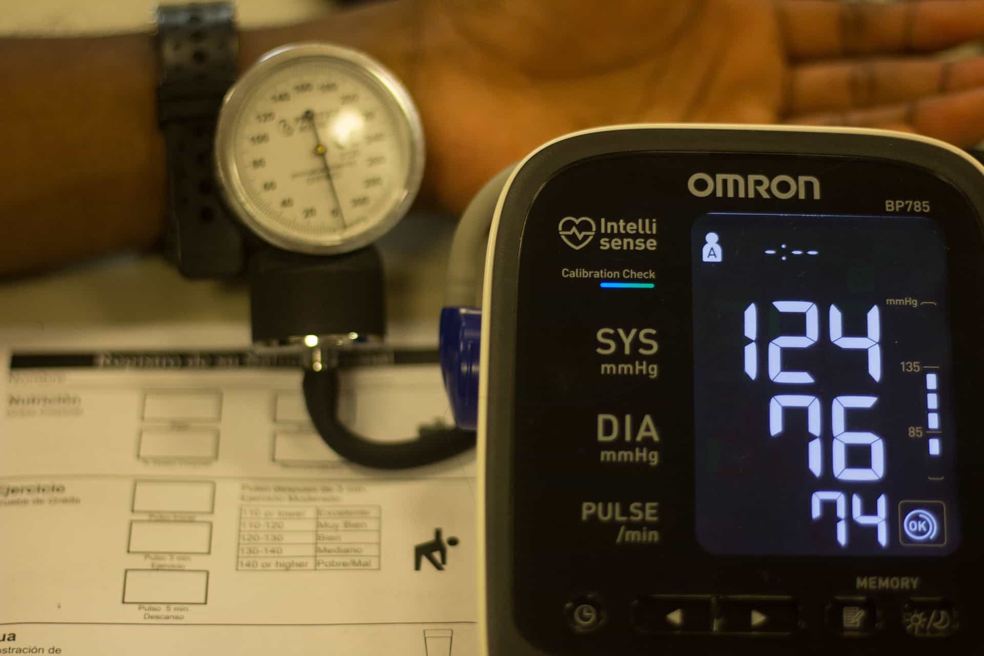 reading on an omron blood pressure monitor for a user
