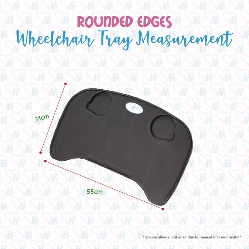 Rounded Edges Wheelchair Tray Measurement