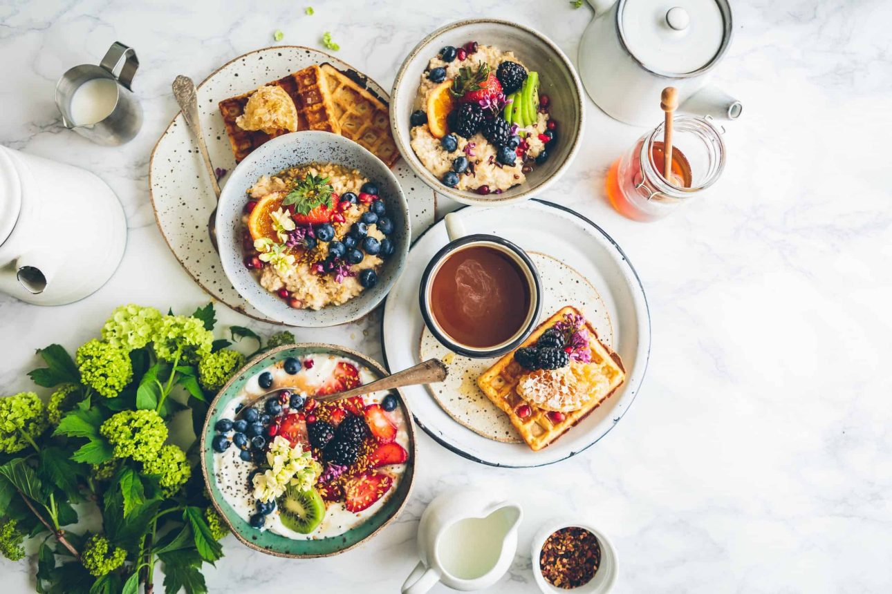 spread of fruits and healthy food