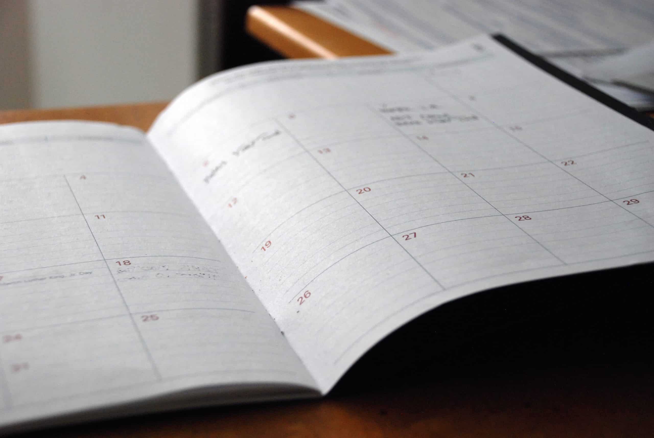 calendar note book