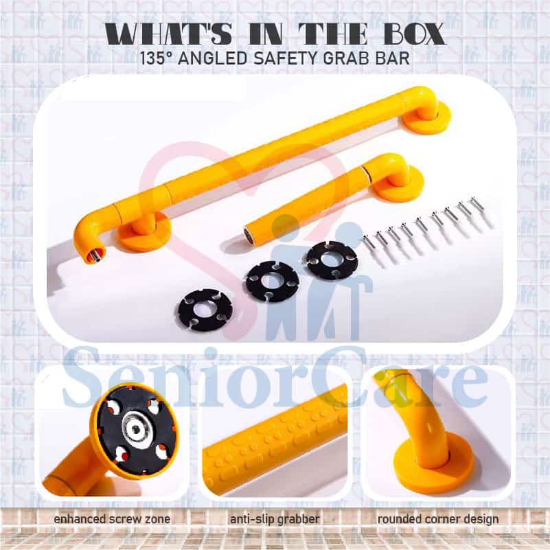 135 Angled Anti-slip Nylon Coated Grab Bar 42cm 52cm - What is in the Box