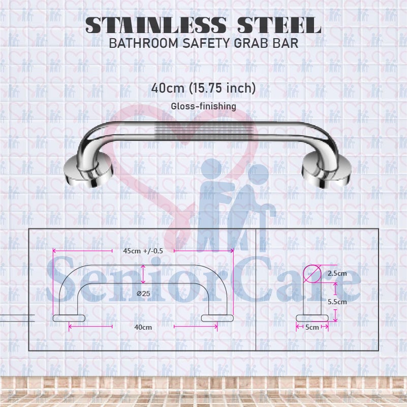 Stainless Steel Straight Grab bar Anti-Slip Design Durable 25mm Diameter Better Grip holding safety Toilet Bathroom
