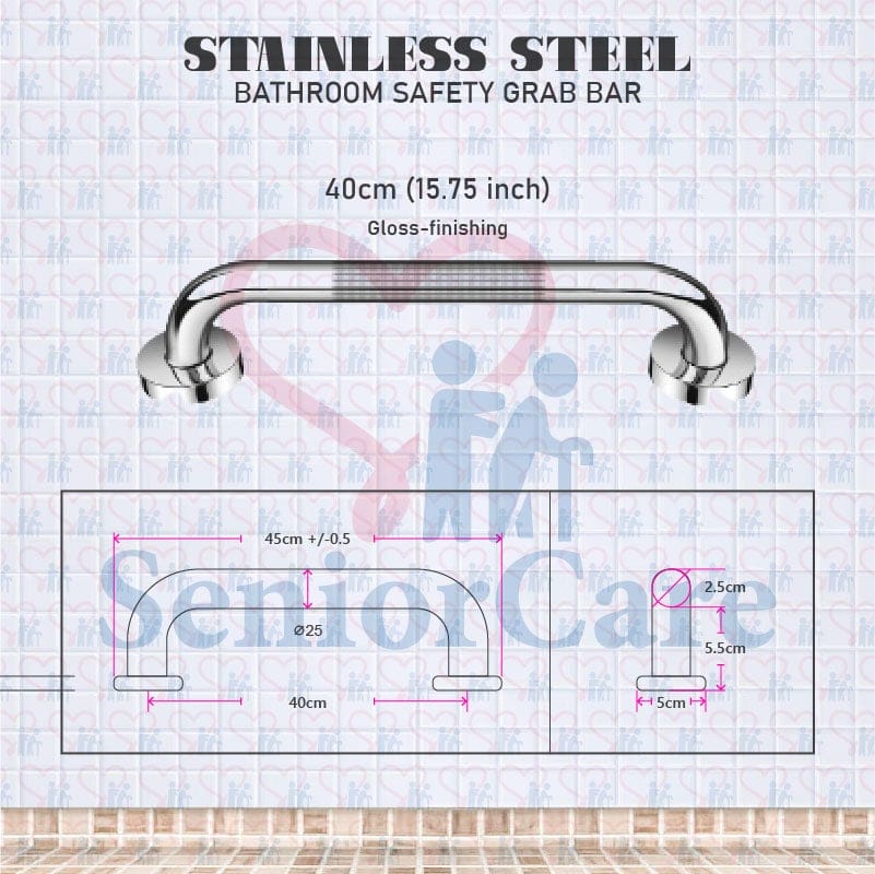 Stainless Steel Straight Grab bar Anti-Slip Design Durable 25mm Diameter Better Grip holding safety Toilet Bathroom