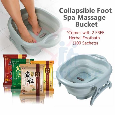 Collapsible Foot Spa Massage Bucket - with 2 free herbal footbath