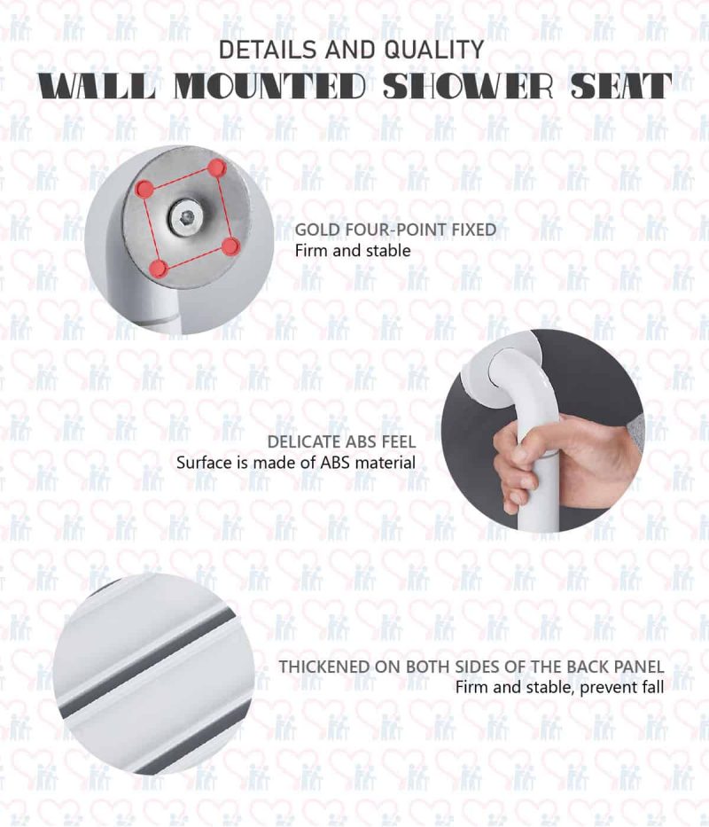 Wall Mounted Shower Seat - Double Armrest Quality