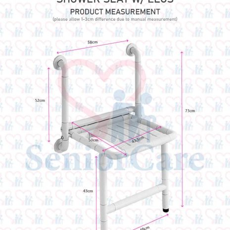 Wall Mounted Shower Seat - w/ Leg Measurements