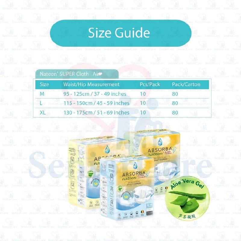 Nateen Adult Diaper - ClothAir Diapers Size Guide