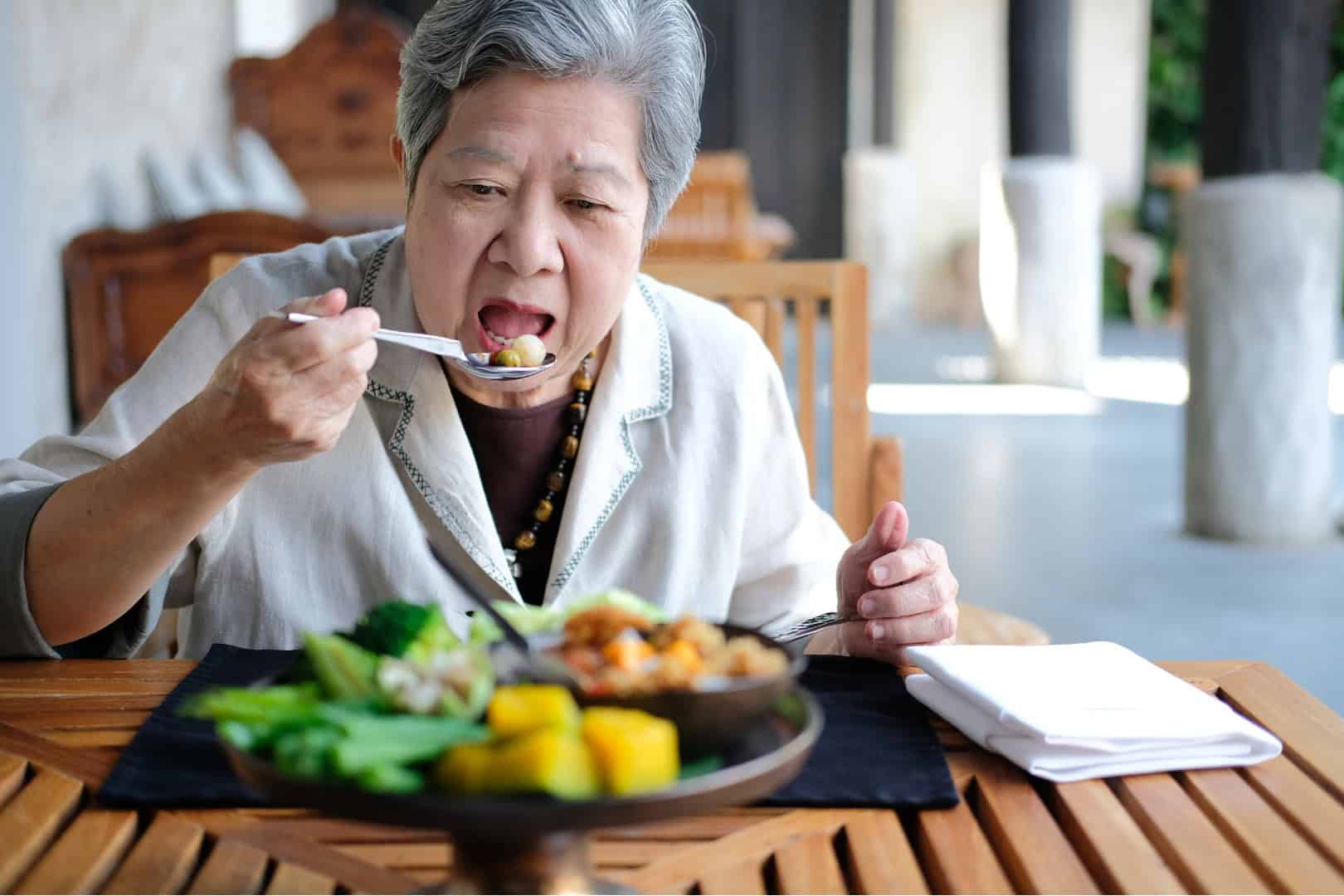 Senior citizens elderly eating healthily 
