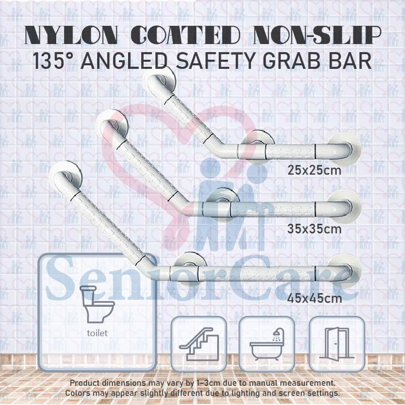 135 Angled Anti-slip Nylon Coated Grab Bar Bathroom Safety Toilet Support Wall Mounted Stainless Steel Durable