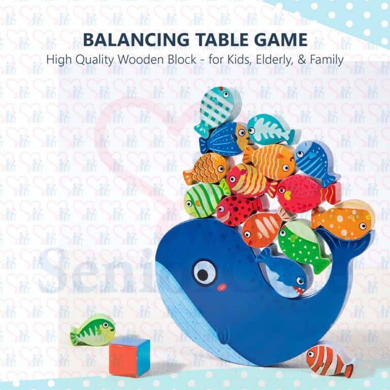 Balancing Games for Kids, Elderly, Friends & Family! High Quality Wooden Block Aquatic Whale Fish