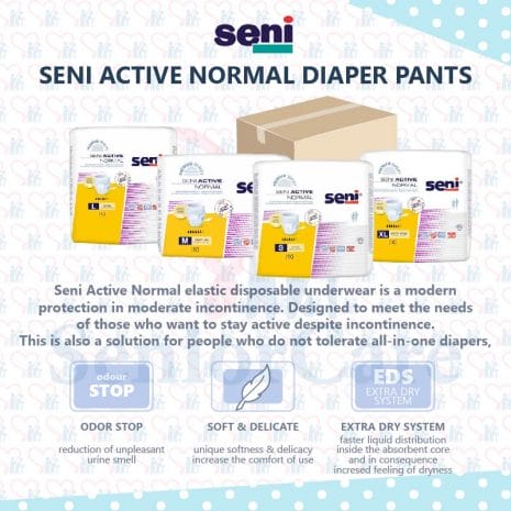 SeniActive_Features Seni Care Seni active Normal Adult Diaper Pants Disposable for Sensitive Skin Odorless - Prevent Side Leakage Breathable Incontinence Pad