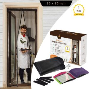 Lazy Monk Magnetic Screen Door 91x203cm with strong magnets, breathable mesh, and windproof design