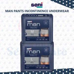 Seni Man Pants absorbent underwear for men, providing discreet, comfortable protection for light to moderate incontinence. Breathable underpad, odor-controlling briefs with tear-away sides and masculine fit for everyday confidence