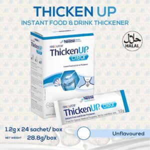 Nestlé ThickenUp Clear food drink thickener for dysphagia, IDDSI certified, safe swallowing, xanthan gum-based, gluten-free travel size sachets