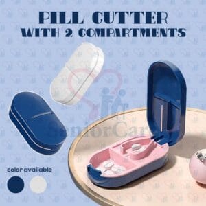 Pill Cutter with 2 Storage Compartments – Detachable V-Slot Tablet Splitter for Easy Cutting & Cleaning